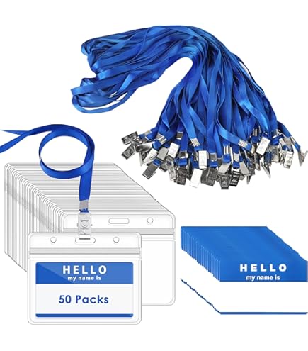 40 Set Portabadge Con Cordino - Porta ID Trasparente Impermeabile Per Ufficio, Scuola