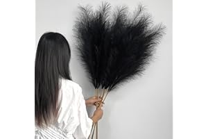 YiYa Pampasgras Kunstblumen Deko 6 Stück 113CM Groß Künstliches Trockenblumen Strauß für Büro Dekor Wohnzimmer Hochzeit Schlafzimmer (Schwarz)