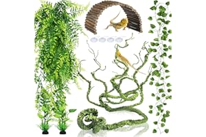 QUOZUO Plante suspendue pour terrarium - Plante artificielle suspendue - Plantes artificielles - Reptiles - Terrarium - Vigne grimpante