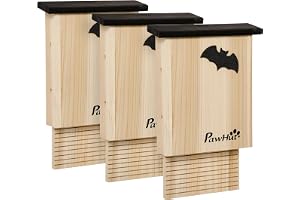 PawHut Fladdermusbox set om 3, fladdermushus, fladdermusholådor för fladdermöss, fladdermuslåda för upphängning för sommar, vinter, gran, 25 x 6 x 37,5 cm, natur