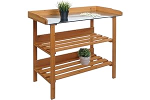 Mendler Table à Plantes HWC-O14, 86x92x41cm Naturel