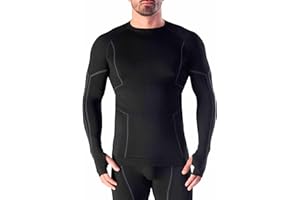 Risalti Maglia Termica Uomo Manica Lunga Merino Tech - Maglie Termiche Uomo a Compressione in Lana Merino, Intimo Termico Uomo Invernale, Termica Uomo Senza Cuciture - Made in Italy