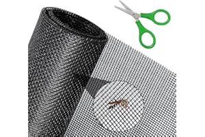 YUSHENGTAI Fliegengitter Fenster DIY, Fenstergitter Insektenschutz, Katzenschutzgitter, Katzengitter Fenster ohne Bohren, Petscreen, PVC-beschichtetes Polyester Insektenschutz Fliegengitter 120×250cm(Schwarz)