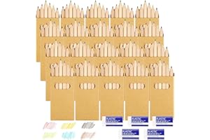 KASURE Lot de 20 étuis de Crayon de Couleurs avec 6 Chacun, 120 crayons de couleur en bois et cinq gommes pour dessiner, esquisser, colorier, cadeaux d'anniversaire et de fête pour enfants