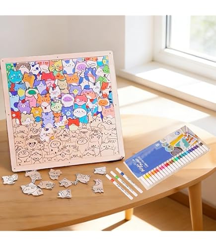 135 Piece Jigsaw Puzzle 2025 135-Piece Morandi-Colored Cat Shaped Wooden Jigsaw Puzzle Mailard Macaron Wooden Puzzle Pieces Nique Animal Shape Creative Gifts Cats Lovers Hom Cat Jigsaw