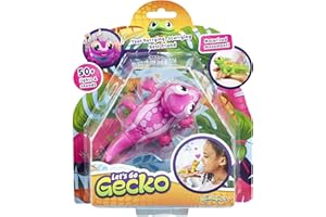 Animagic Lets Go Gecko, rosa, tu mejor amigo corriendo y corriendo, mascota interactiva que camina con más de 50 luces y sonidos, para niños a partir de 3 años