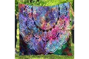 CHICKWING Chickwin Quilted Bedspread Single Double King Size, 3D Mandala Printed Coverlets Lightweight Microfiber Comforter Easy Care Sofa Blanket Throw for All Season (Multicolor,200x230cm)