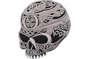 ELLU Celtic Cross Skull Embroidered Iron/Sew On Patch Biker Jacket Shirt Bag Badge