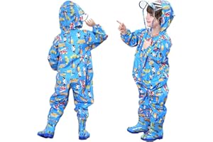 FILOWA Impermeabile Pioggia Bambino Impermeabile Antipioggia Tuta Bambini Con Cappuccio Ragazze Ragazzi Poncho Portatile Jogging Tutto in Uno Giacche Impermeabili Bimba Bimbo Unisex 1-7 anni