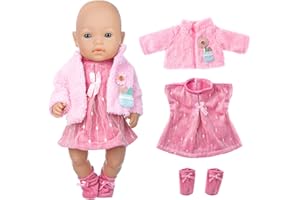 EBUDDY 3pcs Doll Clothes Set include Coat Dress and Socks for 43cm / 17 inch Baby Dolls (No Doll)
