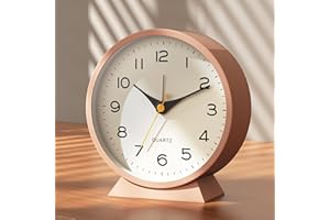 AYRELY Wecker Analog ohne Ticken, Kleiner Retro-Metall-Tischuhr, batteriebetrieben, mit Nachtlicht für Kinder und Erwachsene. Ideal für Nachttisch, Schlafzimmer und Wohnzimmer-Deko (Rosa)