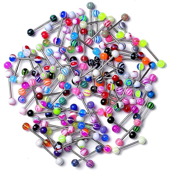 HDGSAFD Lot De 16 Piercings De Langue Colorés En Acrylique Avec