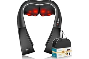 ALLJOY Massaggiatore Cervicale, Massaggiatore per Collo e Spalle con Riscaldamento, Massaggio Shiatsu Elettrico Schiena 3D Tre Velocità Regolabili,Regalo per Uomo Donna,Nero