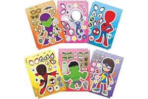 AZXNDY 12 Sheets DIY Stickers for Kids,Make Your Own Personalized Cartoon Stickers for Kids,Match Make a Face Art Crafts Suitable for Birthday Party Supplies Gifts
