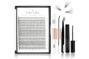 Oreola Zestaw pojedynczych rzęs "zrób to sam", 228 szt. pojedynczych rzęs 20D z Bond and Seal Natural 0,07C 8-15 mm, wiązka rzęs z usuwaczem, aplikatorem, sztuczne rzęsy wielokrotnego użytku