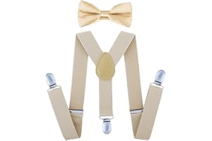 SUNTRADE Kinder-Hosenträger mit elastischer Y-Form, verstellbar mit Clips und Fliege für Jungen und Mädchen