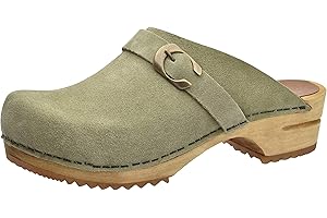 Sanita Hedi | Sabots Ouverts | Produit Original Fabriqué à la Main pour Femme | Sabots en Cuir avec Semelle en Bois | Semelle Durable