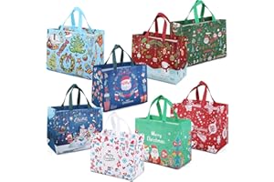Aviski Christmas Bags for Gifts,Christmas Tote Bags with Handles, Christmas Treat Bags, Multifunctional Non-Woven Christmas Bags for Gifts Wrapping Shopping, Xmas Party Supplies, 32.5×25×17cm
