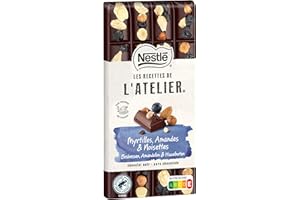 LES RECETTES DE L’ATELIER Nestlé Les Recettes de L'Atelier - Tablette Chocolat Noir Myrtilles, Amandes et Noisettes - 170g