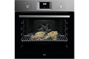 AEG Forno Multifunzione da Incasso OU5AB20SM, Serie 5000, 72L, SurroundCook, 9 Programmi, Pulizia AquaClean, Display LED, Acciaio Inox, Porta 2 Vetri, Grigio