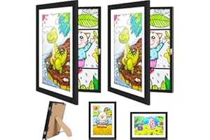 LADYSONS Cornice per disegni infantili | Cornice per disegni infantili A4 | Cornice da riempire | Cornice intercambiabile per disegni infantili | Ideale per disegni infantili, scuola, casa (Nero)