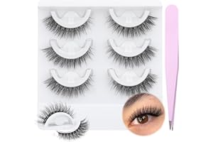 wiwoseo Self Adhesive Eyelashes No Glue Needed False Lashes Natural Look Lash Extensions Reuseable Self Adhesive Lashes Waterproof Wispy Fluffy Lashes Pre Glued Eyelashes 3 Pairs Pack