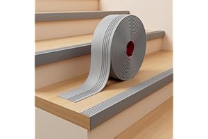 INMOZATA Stair Anti Slip Nosing，3M Vinyl Stair Edge Trim Non-Slip Self Adhesive Staircase Step Edge Protector Flexible Rubber Treads Edge Trim for Outdoor Indoor Stair(Grey)
