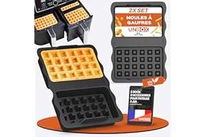 UNBOX 2 Pièces Moule Gaufre Air Fryer pour friteuse à air chaud Ninja AF400EU, SL400, AF500, Cosori Twinfry 10L - Accessoires Air Fryer sans BPA et anti-adhésif - Gaufres Belges Air Fryer Accessoires