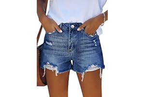 CZIMOO Jeans Short Damen Sommer Kurze Hosen mit Zerrissen Saum Taschen Hotpants