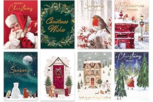 STAR ONLINE 40 Christmas Cards Pack 2024 Collection Cute With Envelopes and Boxed 10 Xmas Designs