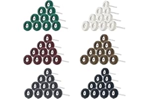Gueenky 60 Pièces Roues de Polissage Abrasif 25 mm, Grain 80 150 240 320 600 1000 Roue Abrasive pour Dremel Outils Rotatifs, Tampon à Récurer Roue de Polissage pour Polir, Dépoussiérer, ébavurer