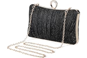 UBORSE Borsetta da Sera Donna Pochette Elegante Clutch Piccolo con Catena, Frizzante, Borsa a Tracolla per Cocktail Festa Ballo Cerimonia