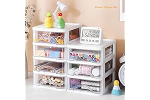IWINNA Desk Organiser Drawers, Desk Tidy Organizer, Makeup Drawer Organiser, Clear 3 Drawers Desktop Supplies Stationary Organiser for Office Home School Dorm