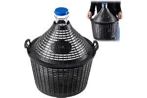 KADAX Glasballong 15 l, jäsballong med plastkorg, gummipluggar, smal öppning, vinballong, flaska, glasflaska, gallon, trädgår