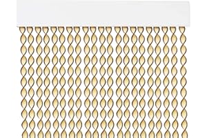 MERCURY TEXTIL Cortina para Puerta Tiras PVC 200x90cm，Cortina para Puerta Exterior，10 Color (Beige+Filo Marron R1)