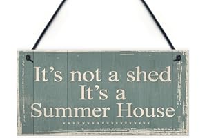 RED OCEAN It's Not A Shed, It's A Summer House Novelty Chic Plaque Hanging Garden Shed Sign Birthday Friendship Gift