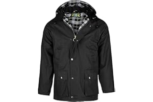 ROMNEYS Giacca cerata inglese in stile country, antivento e impermeabile, con cappuccio