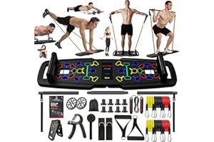 JERYLOTA 22-in-1 Home Gym Equipment, Portable Push Up Stands Press Up Board Handles for floor Home Gym Systems with 36 Gym Accessories, Resistance Band Bar,Abdominal Rollers