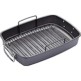 MasterClass Deep Roasting Tin with Rack, Roasting Dish for Oven and Hob, Heavy Duty, Rust Resistant with PTFE, PFOA and BPA F