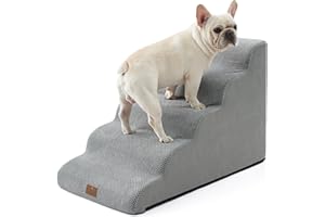 COZY KISS Large escalier pour Chien et Petit Animal Domestique avec Housse Anti-Fuite, Rampe en Mousse Haute densité pour lit Haut,Durable, 50x83x57cm, 5 Niveaux, Gris