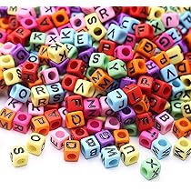 810 Perline Acriliche Alfabeto A-Z 6mm - Cubetti Colorati Per Gioielli Fai Da Te, Scrapbooking E Bigiotteria, Con Cordino - 2