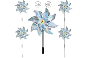 BYTLXM Moulin à Vent Réfléchissant, Lot de 5 Moulin à Vent Réfléchissant Anti-Oiseaux, Moulin à Vent Jardin Anti Oiseaux, Répulsif à Oiseaux pour Protéger Le Jardin Verger Cour Intérieure