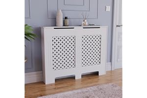 Vida Designs Funda de radiador Oxford para armario de MDF pintado de forma tradicional, color blanco, tamaño mediano