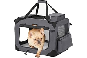 FEANDREA Torba transportowa dla zwierząt domowych, torba dla psa, skrzynia transportowa, szary PDC60GY