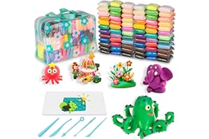RUACDIQ Set de plastilina, set básico de plastilina, 72 colores de plastilina mágica que se seca al aire para niños, regalo de arcilla polimérica para niños y niñas de 3 a 12 años