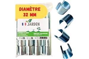 JARDEN® Lot 20 Clips Diamètre 32mm pour Serre de Jardin - Fixation Métal en Revêtement Zinc pour Serres Tunnel avec Tubes ou Arceaux 32mm - Accessoire pour Bâche de Serres de Cultures et Semis