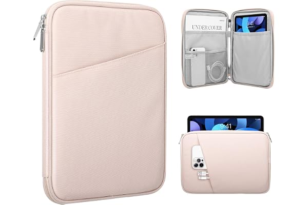 TiMOVO 9-11" Étui pour Tablette, Compatible avec iPad 11" A16 2025, iPad 10,9"/10,2"/Air 11" 5e/4e Gén.10,9", Galaxy Tab A9+/A11 Plus 11", Sac de Protection avec Poche, Rose