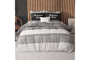 Sleeptime Biancheria da letto 3 pezzi, 200 cm x 200 cm, 3 pezzi, grigio – Hotel a 5 stelle, morbido e non necessita di stiratura, con chiusura a bottoni, set di biancheria da letto con 2 federe 80 cm