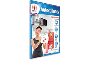 Micro Application Papier Autocollant Transparent - Pochette 8 Feuilles Étiquettes Adhésif Transparent A4, Imprimables, Personnalisable, Impressions - 9600 dpi, Compatible Imprimantes Jet d'Encre 5091 A4 ou 21 x 29,7 cm