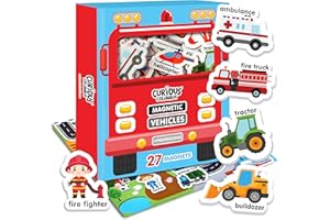 Curious Columbus Fridge Magnets for Toddlers 1-3 Year Olds. Refrigerator Magnets for Kids Baby ABC Learning Magnet Educational Toys Babies to Nursery and Reception (Vehicles and Professions)